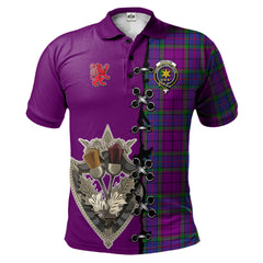 Wardlaw Modern Tartan Polo Shirt - Lion Rampant And Celtic Thistle Style