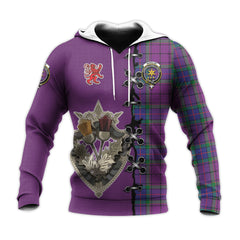 Wardlaw Modern Tartan Hoodie - Lion Rampant And Celtic Thistle Style