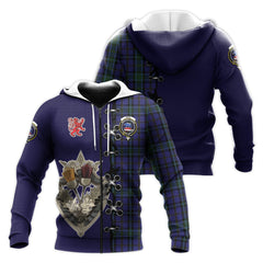 Weir Tartan Hoodie - Lion Rampant And Celtic Thistle Style