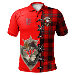 Wemyss Modern Tartan Polo Shirt - Lion Rampant And Celtic Thistle Style