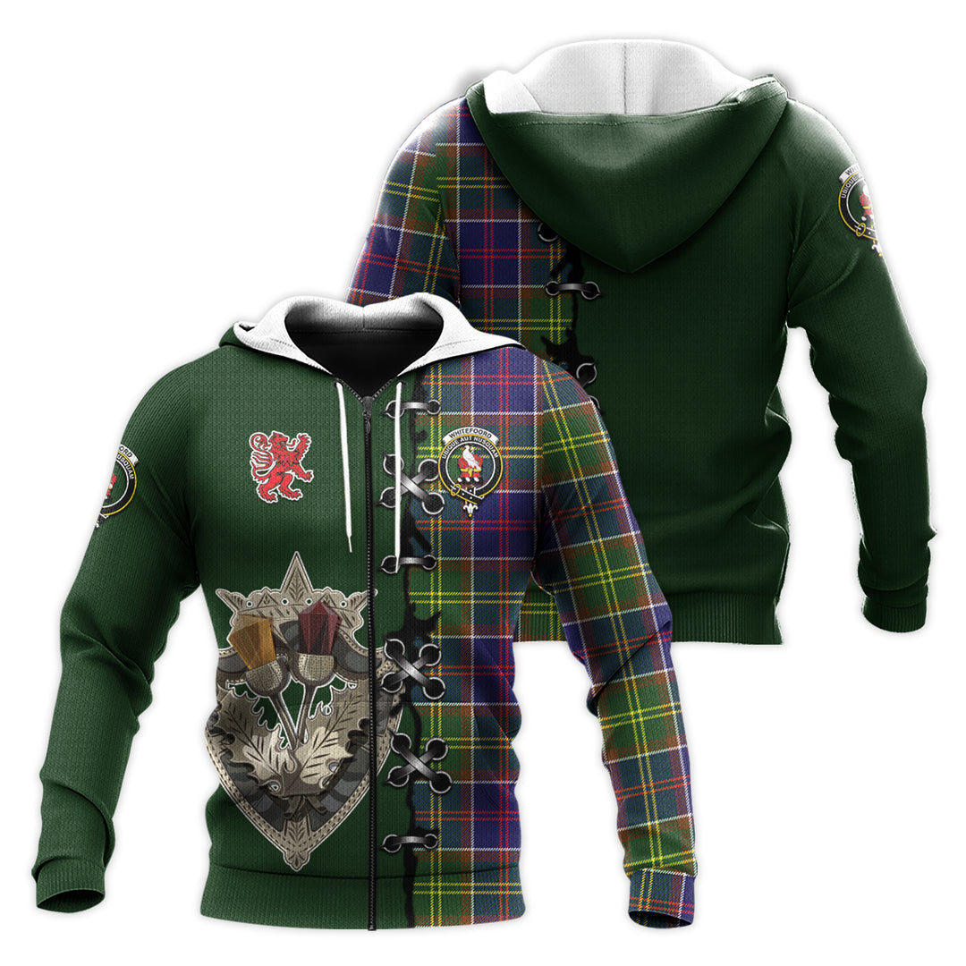 Whitefoord Modern Tartan Hoodie - Lion Rampant And Celtic Thistle Style