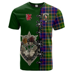 Whitefoord Modern Tartan T-shirt - Lion Rampant And Celtic Thistle Style