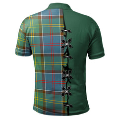 Whitelaw Tartan Polo Shirt - Lion Rampant And Celtic Thistle Style