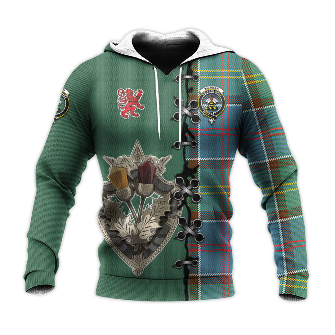 Whitelaw Tartan Hoodie - Lion Rampant And Celtic Thistle Style