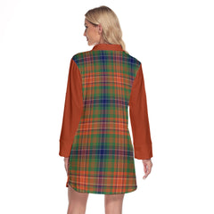 Wilson Ancient Tartan Women's Lapel Shirt Dress With Long Sleeve