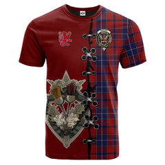 Wishart Dress Tartan T-shirt - Lion Rampant And Celtic Thistle Style