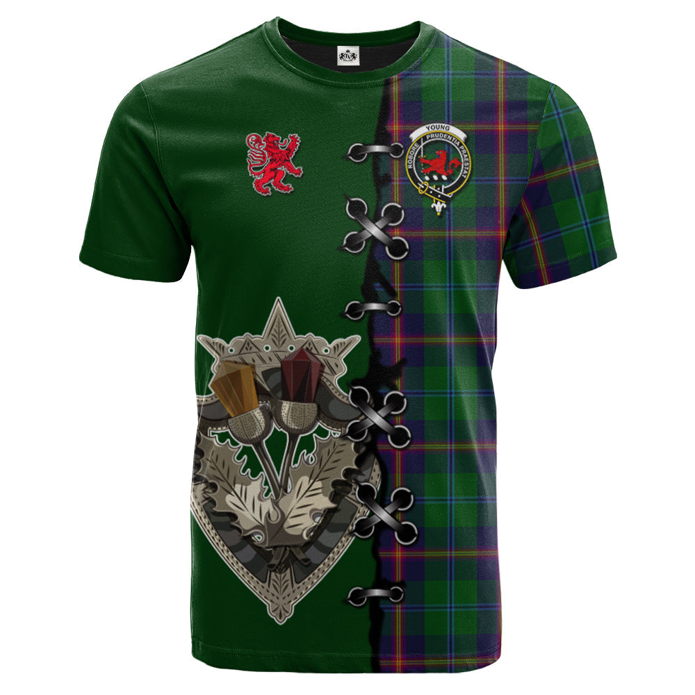 Young Tartan T-shirt - Lion Rampant And Celtic Thistle Style